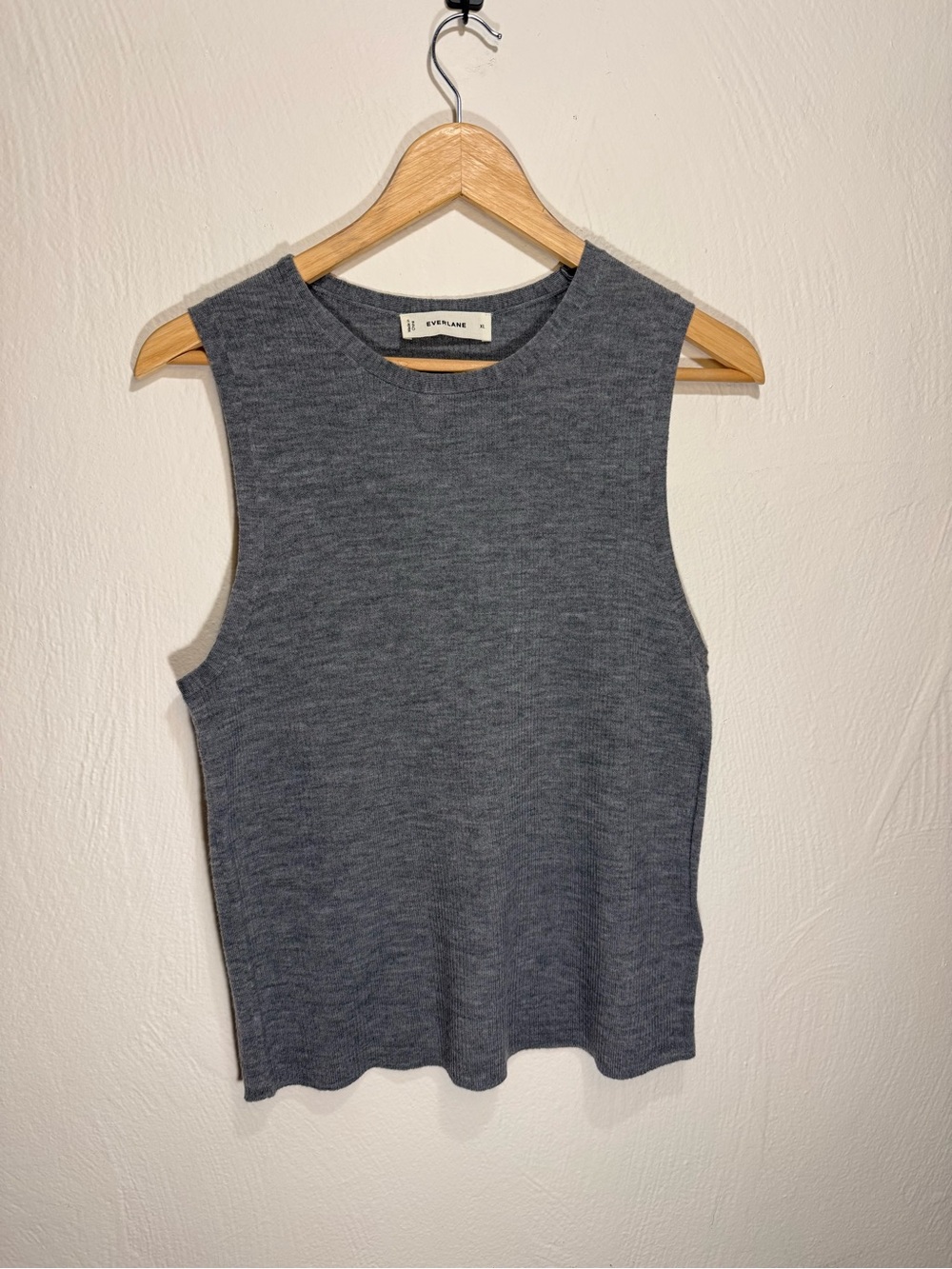 100% Ultrafine Merino Wool - Everlane Sleeveless Ribbed Knit Tank Top - Gray